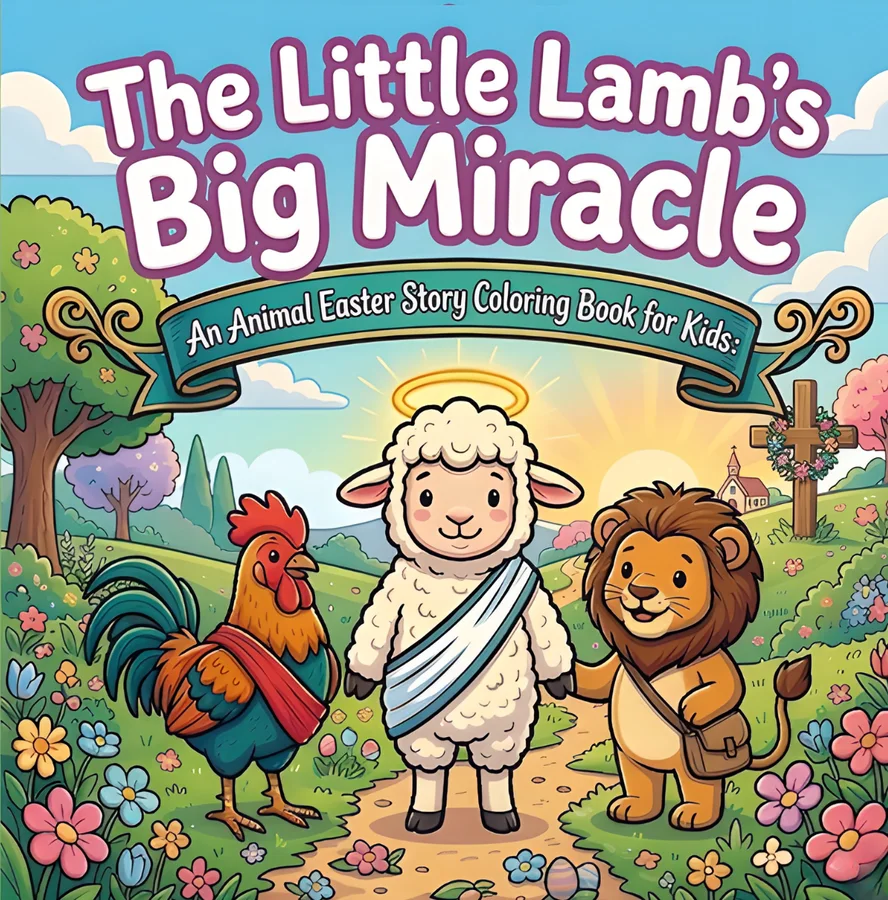 Cover of The Little Lamb's Big Miracle: An Animal Easter Story Coloring Book for Kids